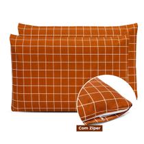 Kit 2 Fronhas 70x50 Ziper Percal 180 Fios Estampada Decorativa Coleção 2025