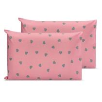 Kit 2 Fronhas 70x50cm Com Bainha ponto palito Percal 180 fios Estampado