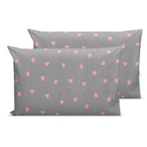 Kit 2 Fronhas 70x50cm Com Bainha ponto palito Percal 180 fios Estampado