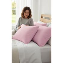 Kit 2 Fronhas 70x50cm Malha 100% Algodão Zíper Rosa Bebê