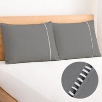 Kit 2 Fronhas com Ponto Palito 70cmx50cm Percal 180 Fios
