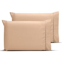 Kit 2 Fronhas com Ponto Palito 70cmx50cm Percal 200 fios 100% Algodão