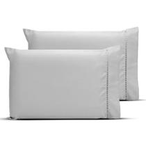 Kit 2 Fronhas com Ponto Palito 70cmx50cm Percal 200 fios 100% Algodão