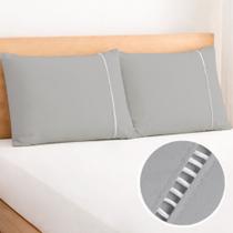 Kit 2 Fronhas com Ponto Palito 70cmx50cm Percal Flex 400 Fios Toque Macio
