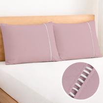 Kit 2 Fronhas com Ponto Palito 70cmx50cm Percal Flex 400 Fios Toque Macio
