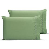 Kit 2 Fronhas com Ponto Palito 70cmx50cm Percal Flex 400 Fios Toque Macio