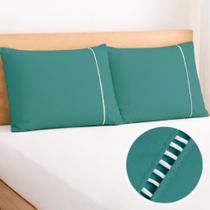 Kit 2 Fronhas com Ponto Palito 70cmx50cm Percal Flex 400 Fios Toque Macio