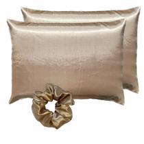 Kit 2 Fronhas de Cetim + 1 Scrunchie