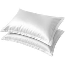 Kit 2 Fronhas de Cetim Toque Seda Luxo Antifrizz 50x70 cm 4 Aba Capa Para Travesseiro