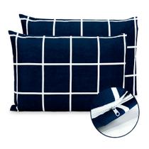 Kit 2 Fronhas Estampadas 90x50cm C/ Zíper 400 Fios Toque Acetinado Percal Flex