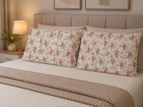 Kit 2 Fronhas Estampadas Floral 50x70cm com Zíper 60 Algodão e 40 Poliéster