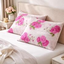 Kit 2 Fronhas Estampadas Floral 50x70cm com Zíper 60 Algodão e 40 Poliéster