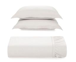 Kit 2 Fronhas + Lençol Casal c/ Elástico Tom 200 Fios 100% Algodão Karsten