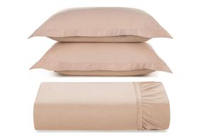 Kit 2 Fronhas + Lençol Queen c/ Elástico Tom 200 Fios 100% Algodão Karsten