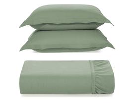 Kit 2 Fronhas + Lençol Queen c/ Elástico Tom 200 Fios 100% Algodão Karsten