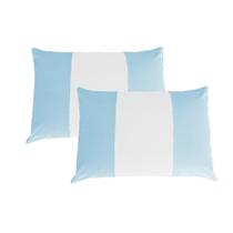 Kit 2 Fronhas Malha 100% Algodão Bicolor Azul Claro e Branco Arrumadinho Enxovais