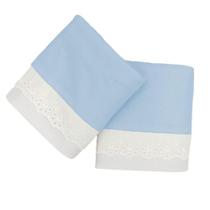 Kit 2 Fronhas Malha 50x70cm Decorada Bordado Inglês Azul Arrumadinho Enxovais Kit 2 Fronhas Malha 50x70cm Decorada Bordado Inglês Azul Arrumadinho Enxovais