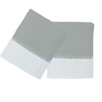 Kit 2 Fronhas Malha 50x70cm Decorada Ponto Palito Cinza Arrumadinho Enxovais