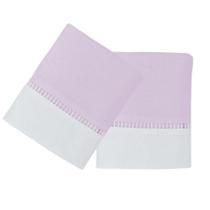 Kit 2 Fronhas Malha 50x70cm Decorada Ponto Palito Lilás Arrumadinho Enxovais