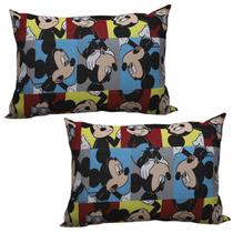 Kit 2 Fronhas Mickey Mouse Infantil Meninos 48cm x 68cm Portallar