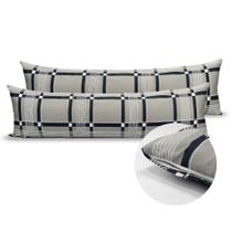 Kit 2 Fronhas Par 1,30x40 Ziper Percal 180 Fios Estampada Decorativa