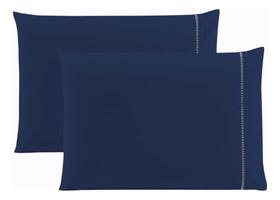 Kit 2 Fronhas Para Travesseiro 400 Fios Liso P ul-Marinho