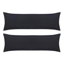Kit 2 Fronhas Para Travesseiro de Corpo Body Pillow Toque Acetinado 40cm x 130cm Altenburg Preto Limo