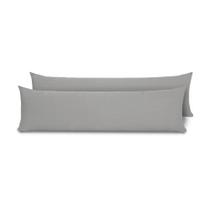 Kit 2 Fronhas para Travesseiro de Corpo Slim 1,50cm x 50cm - Cinza - Microfibra 100% Poliéster