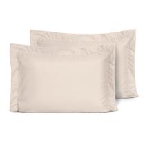 Kit 2 Fronhas Slim com 3 Abas 50cm x 70cm Micropercal 200 Fios - Bege - 100% Poliéster Kit 2 Fronhas Slim com 3 Abas 50cm x 70cm Micropercal 200 Fios - Bege - 100% Poliéster