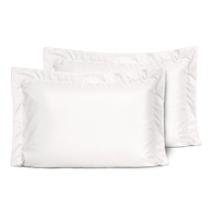 Kit 2 Fronhas Slim com 3 Abas 50cm x 70cm Micropercal 200 Fios - Branco - 100% Poliéster Kit 2 Fronhas Slim com 3 Abas 50cm x 70cm Micropercal 200 Fios - Branco - 100% Poliéster