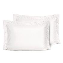Kit 2 Fronhas Slim Com 3 Abas 50cm X 70cm Micropercal 200 Fios - Branco