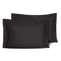 Kit 2 Fronhas Slim com 3 Abas 50cm x 70cm Micropercal 200 Fios - Preto - 100% Poliéster Kit 2 Fronhas Slim com 3 Abas 50cm x 70cm Micropercal 200 Fios - Preto - 100% Poliéster