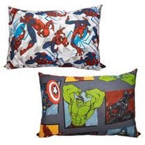 Kit 2 Fronhas Travesseiro Homem Aranha Avengers 100% Algodão Kit 2 Fronhas Travesseiro Homem Aranha Avengers 100% Algodão
