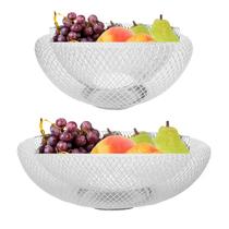 Kit 2 Fruteiras de Mesa Cesta de Frutas Branca Aramada Redonda Cozinha Decorativa