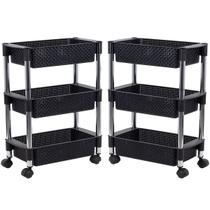 Kit 2 Fruteiras Multifunções 3 Prateleiras com Rodízios Nattan