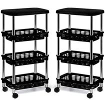 Kit 2 Fruteiras para Cozinha Móvel com 3 Prateleiras Alice Branco