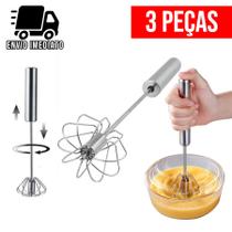 Kit 2 Fue Misturador Mixer Giratório Semi-Automático Cozinha Batedor de Ovos Massas e Cremes