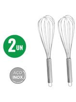 KIT 2 Fue Profissional Batedor de Ovos Fuê Fouet Inox Omelete Bolo Cozinha Misturador de Massas Clar