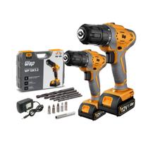 Kit 2 Furadeiras e Parafusadeiras WAP 2 Maletas 2 Kits de Brocas 2 Baterias Cinza