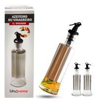 Kit 2 Galheteiro em Aço Inox Vidro com Dosador Vinagre 300ml