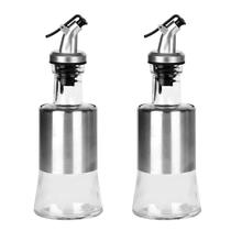 Kit 2 Galheteiro Porta eite De 200Ml Vidro E Aço Inox