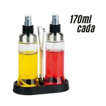Kit 2 Galheteiro Spray Borrifador Vidro com Suporte Inox