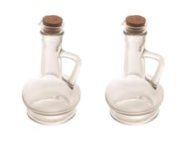 Kit 2 galheteiros azeite vinagre vidro c/tampa cortiça 230ml
