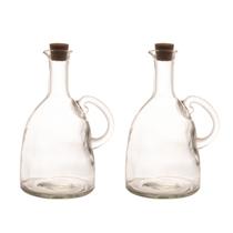 Kit 2 Galheteiros Garrafa de Vidro com Tampa de Rolha 580ml Azeite Oléo Vinagre Artigos de Cozinha