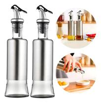 Kit 2 Galheteiros Porta Azeite Vinagre Vidro e Aço Inox com Dosador 500ML Vidro Inox Duhome Kit 2 Galheteiros Porta Azeite Vinagre Vidro e Aço Inox com Dosador 500ML Vidro Inox Duhome