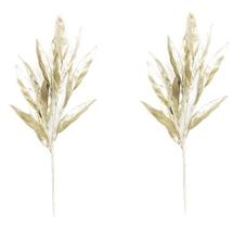 Kit 2 Galhos Folhagens Para Arranjo Natal Metalizado Champanhe 78cm - Magizi - Yangzi