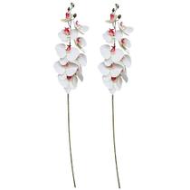 Kit 2 Galhos Orquídea Branca 9 Flores Realistas Toque Real Premium Haste 95cm - Vivaflor Decor