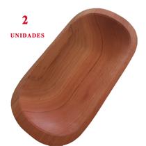 Kit 2 Gamela Artesanal Para Petisco Churrasco Picados Decoração Rústica Em Madeira Maciça MP