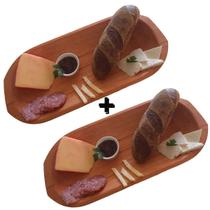 Kit 2 Gamela Rústica Madeira Maciça Para Churrasco Petisco Picados Decoração Frutas Saladas M