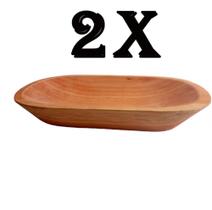 Kit 2 Gamelas Artesanais Naturais Decoração de Madeira Maciça 30 Cm